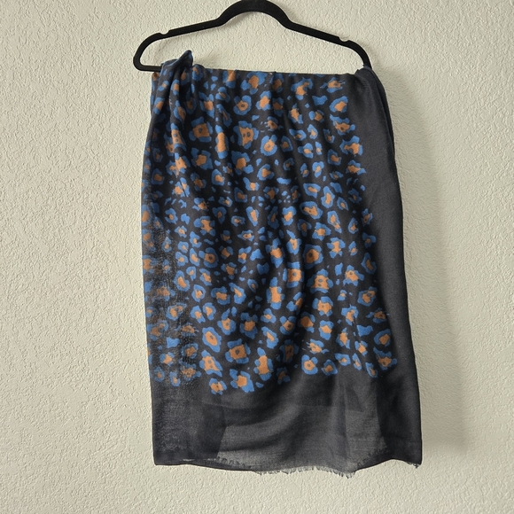 Loft OS Cheetah Print Blue and orange Casula Scarf - Picture 1 of 4